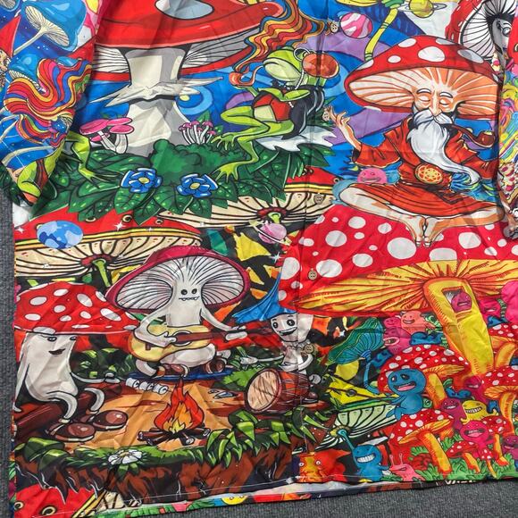 Misslook Psychedelic Button Up Mushroom Shirt Men's 3XL Colorful Party Shrooms - Picture 5 of 12